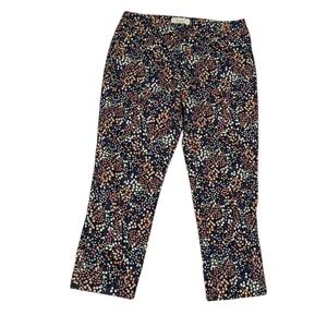 Talbots Petite Floral Print Cropped Pants Navy Multi Color‎ Size 8P